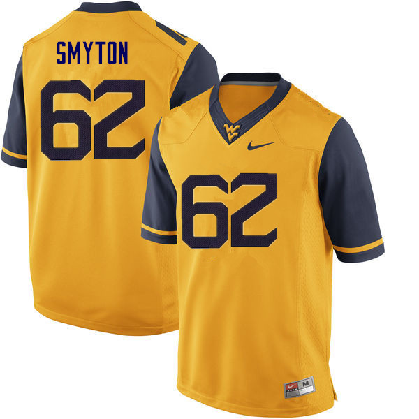 Men #62 Garrett Smyton West Virginia Mountaineers College Football Jerseys Sale-Yellow